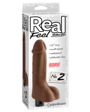 Real Feel No. 2 Long 8" Vibe Waterproof - Multi-Speed Brown