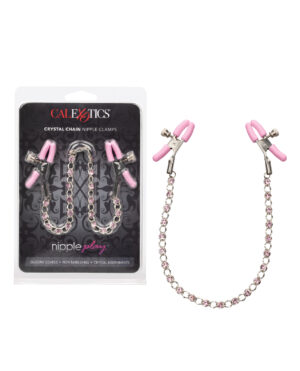 Nipple Play Crystal Chain Nipple Clamps - Pink