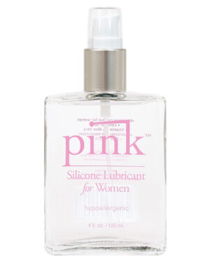 Pink Silicone Lube - 4 oz Glass Bottle