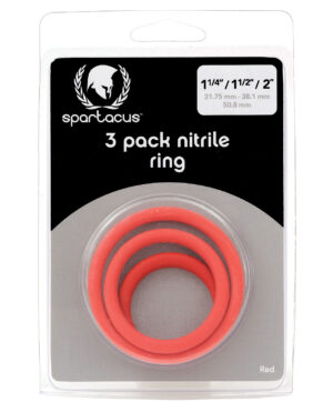 Spartacus Nitrile Cock Ring Set - Red Pack of 3