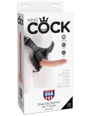 King Cock Strap-On Harness w/7" Cock - Flesh