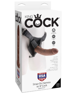 King Cock Strap-On Harness w/8" Cock - Brown