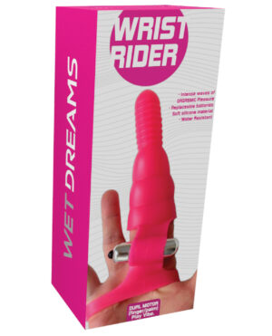 Wet Dreams Wrist Rider Finger Play Sleeve w/Wrist Strap - Hot Pink