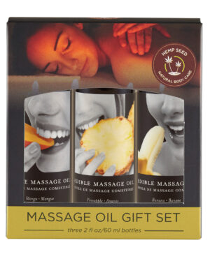 Earthly Body Edible Massage Oil Gift Set - 2 oz Banana, Mango & Pineapple