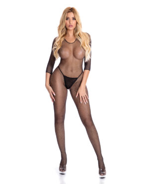 Pink Lipstick Risqu Crotchless Bodystocking Black M/L