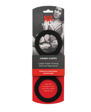 Sei Mio Handi Cuffs Super Strong Silicone Restraints - Large, Black