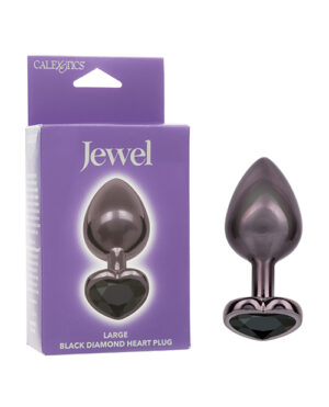 Jewel Black Diamond Heart Butt Plug - Large, Black